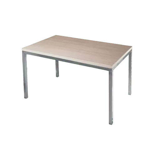Clasica y elegante mesa de melamina con 4 patas metalicas. Color a elección