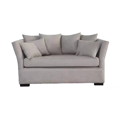 Sofá de 2 plazas color gris con almohadones grises